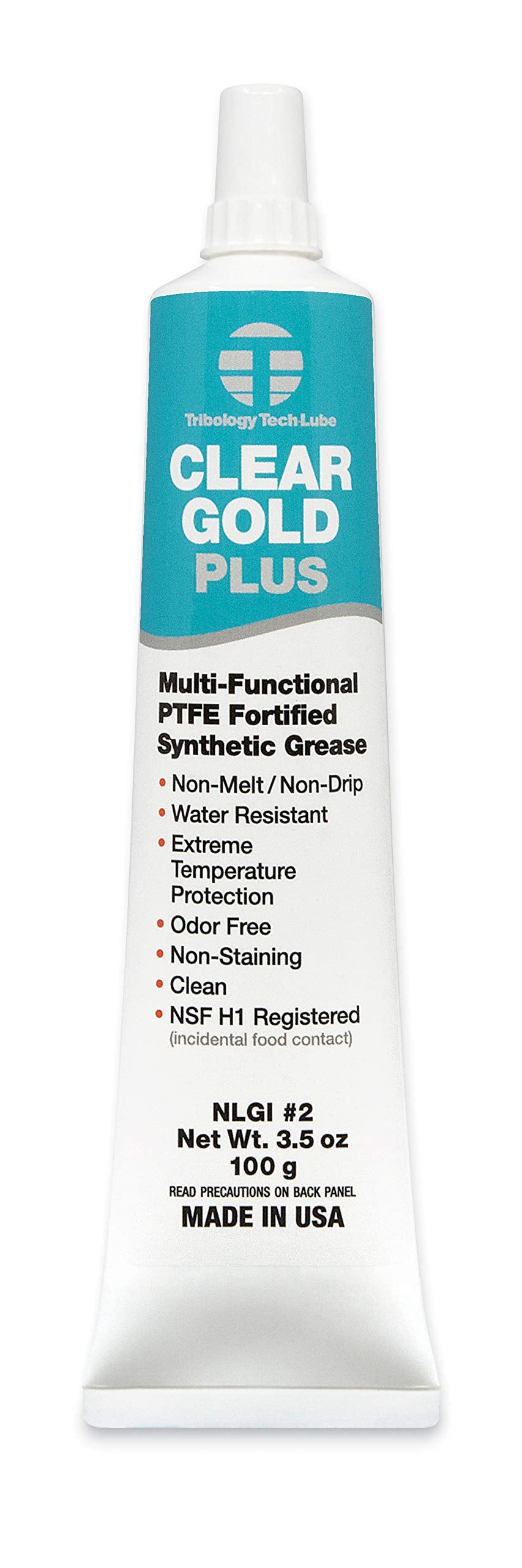 Tribology Clear Gold Plus Multi-Purpose PTFE Lubricant, NSF H1 Food Grade Grease, 3.5 oz. (CG-Plus)