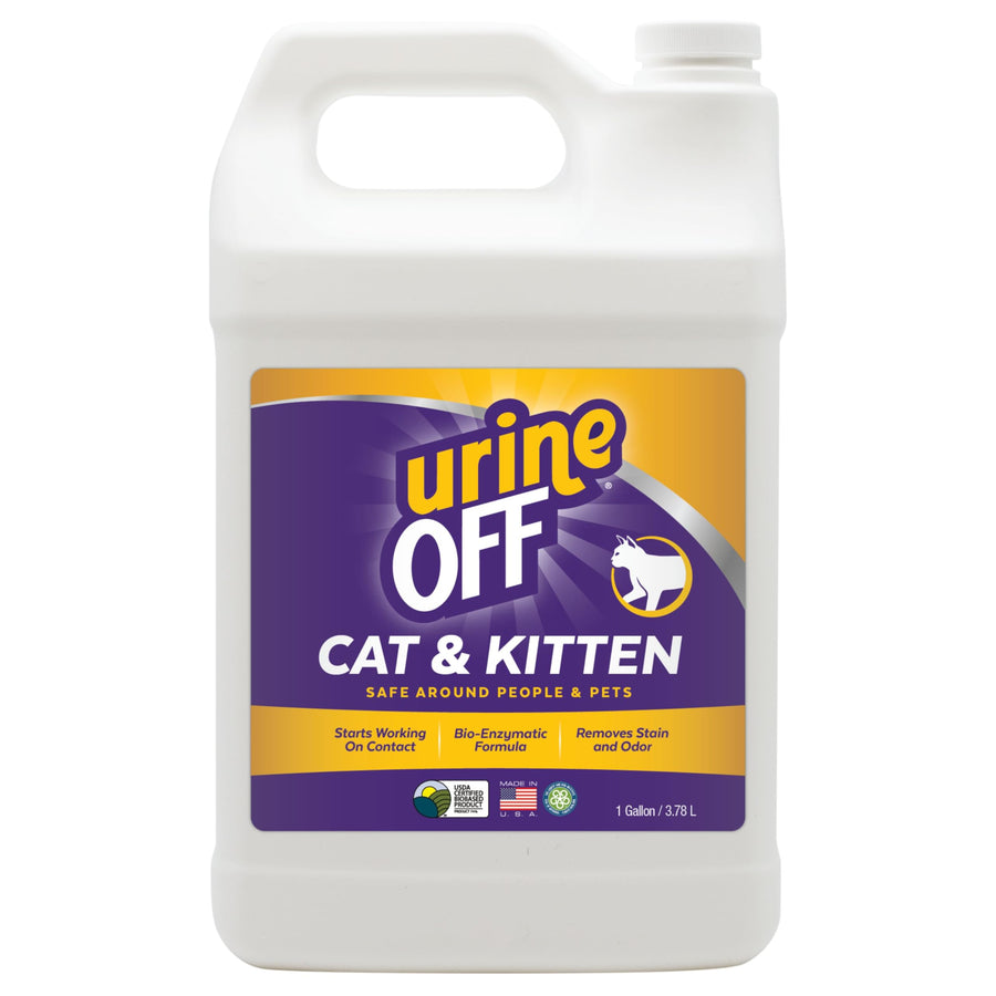 Urine Off Kitten & Cat Pet Stain Remover | Fresh Scent Carpet Cleaner | Bio Enzymatic Stain & Urine Odor Eliminator | Pet Safe Cleaner | 1 gal.