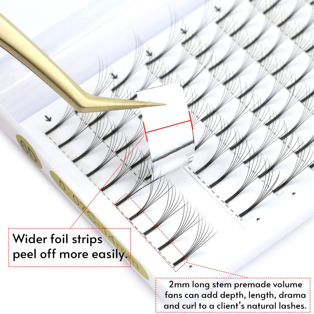 Premade Fans Volume Eyelash Extensions 3D 0.10mm C Curl 8-15mm Mixed Tray,Long Stem Cluster Natural Soft Individual Volume Eyelashes Extension (3D-0.10C-8-15mix)