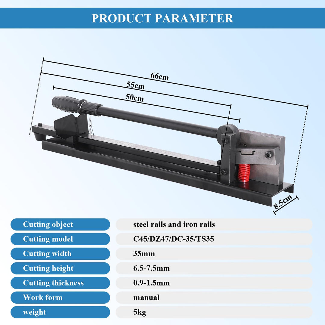 DIN Rail Cutter Steel Rail Cutting Machine Manual Guide Rail Cutter with Measuring Ruler for Cutting Steel Rail C45/DZ47/DC-35/TS35