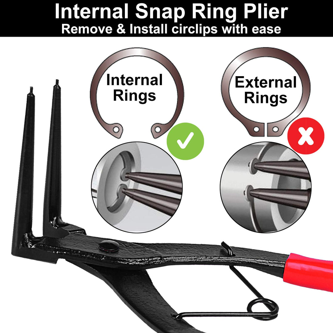 Snap Ring Pliers Set Heavy Duty Internal Master Cylinder Snap Ring Pliers Extra Long Snap Ring Pliers 90 Degree Long Nose Pliers for Trucks Motorcycles Cars
