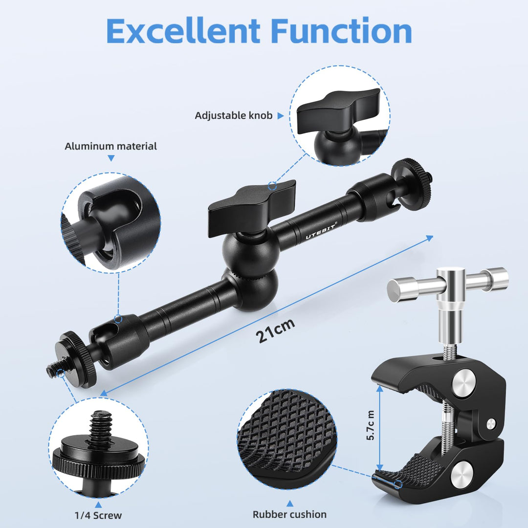 UTEBIT 5 inch Articulating Magic Arm with Double Ball H