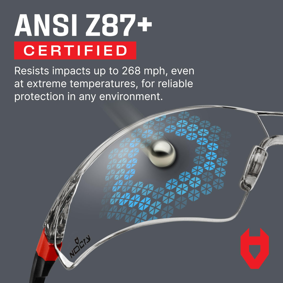 Clear Safety Glasses for Men and Women with Anti-Fog and Scratch Resistant Wrap Around Lenses, Adjustable Temples and Nose Pads — Certified ANSI Z87 Safety Glasses — 100% UV Protective Eyewear