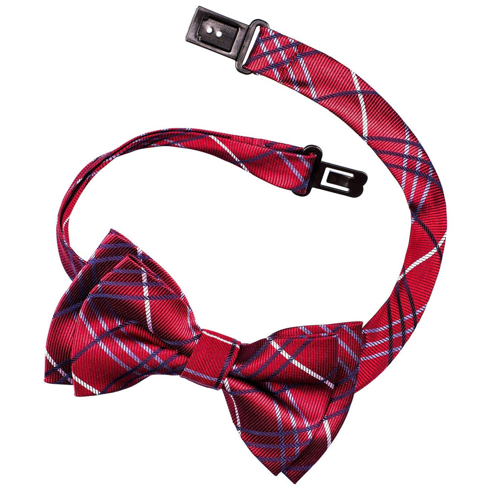 Tartan Plaid Styles Woven Microfiber Pre-tied Boy's Bow Tie - Burgundy - 6-18 months