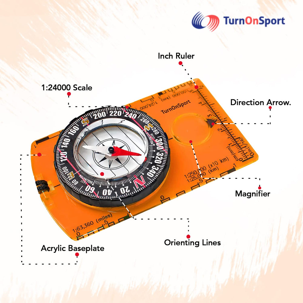 Orienteering Compass Hiking Backpacking Compass | Advanced Scout Compass Camping Navigation - Boy Scout Compass for Kids | Professional Field Compass for Map Reading - Best Survival Gifts