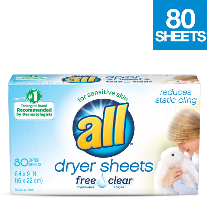 All Dryer Sheets for Sensitive Skin - Free Clear, 80 Sh