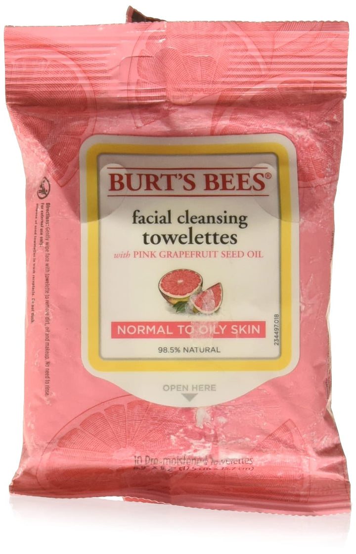 Burts Bees Facial Cleansing Towelettes Pink Grapefruit for Women - 10 Pc Towelettes