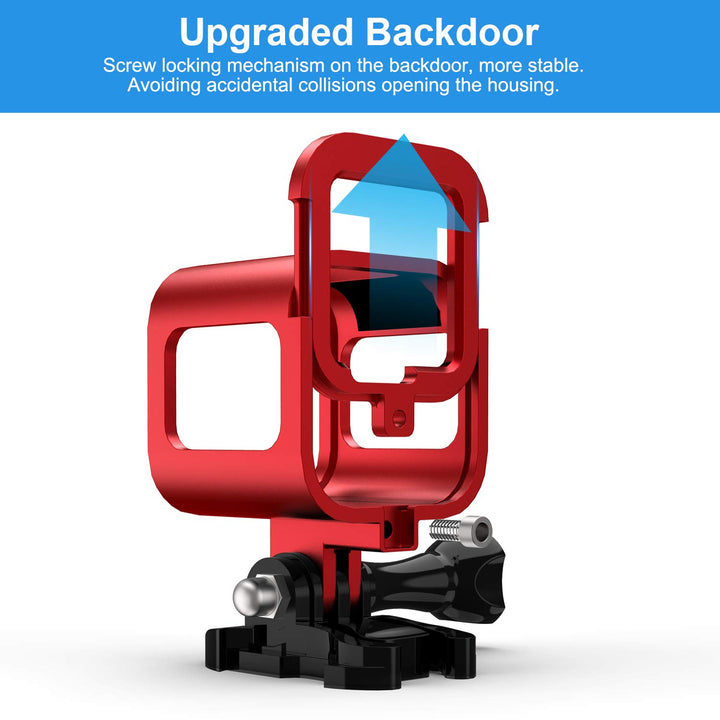 Aluminum Frame Housing Case for GoPro Hero 5 Session / 4 Session/Hero Session, CNC Aluminum Alloy Solid Protective Case with Wrench –Red