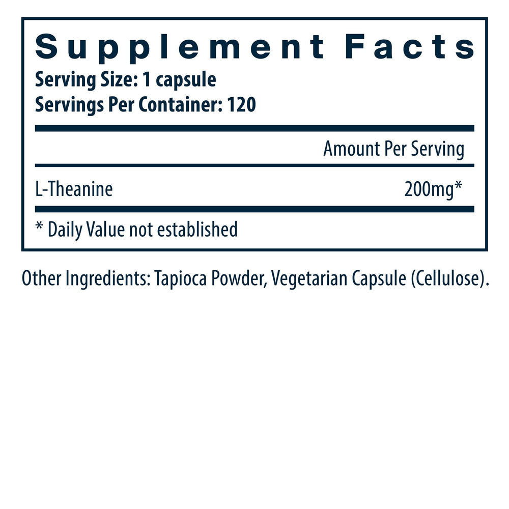 L-Theanine 200mg | Vegan Supplement | L Theanine Supplement Supports Normal Stress Levels and Cognitive Function* | Gluten, Dairy and Soy Free | 120 Capsules
