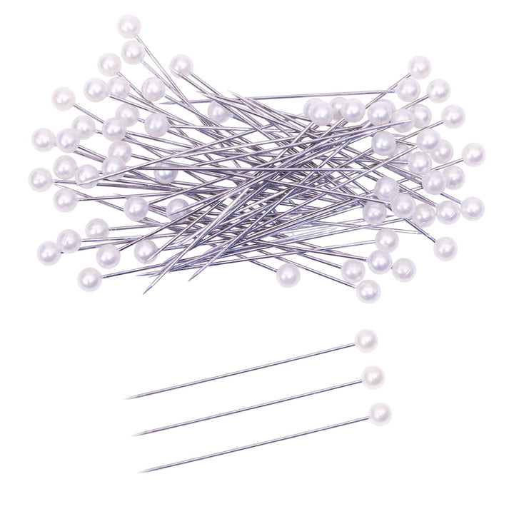 100PCS Sewing Pins for Fabric Straight Pins with Faux Pearl Heads for Quilting Sewing Knitting Crochet DIY Art Craft Projects Christmas Ornaments Jewelry Wedding Decorations, White, 2Inch