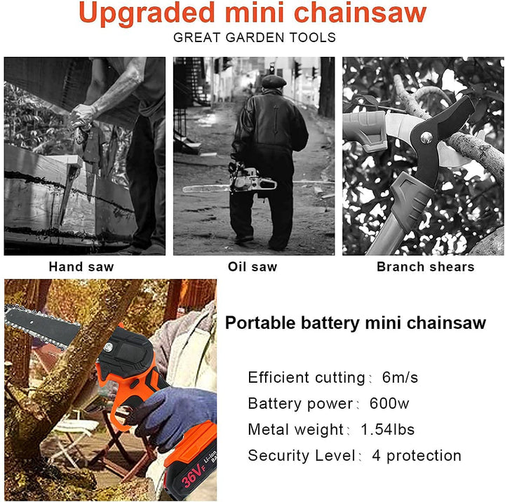 Mini Chainsaw Cordless, 6 Inch Battery Powered Chainsaw
