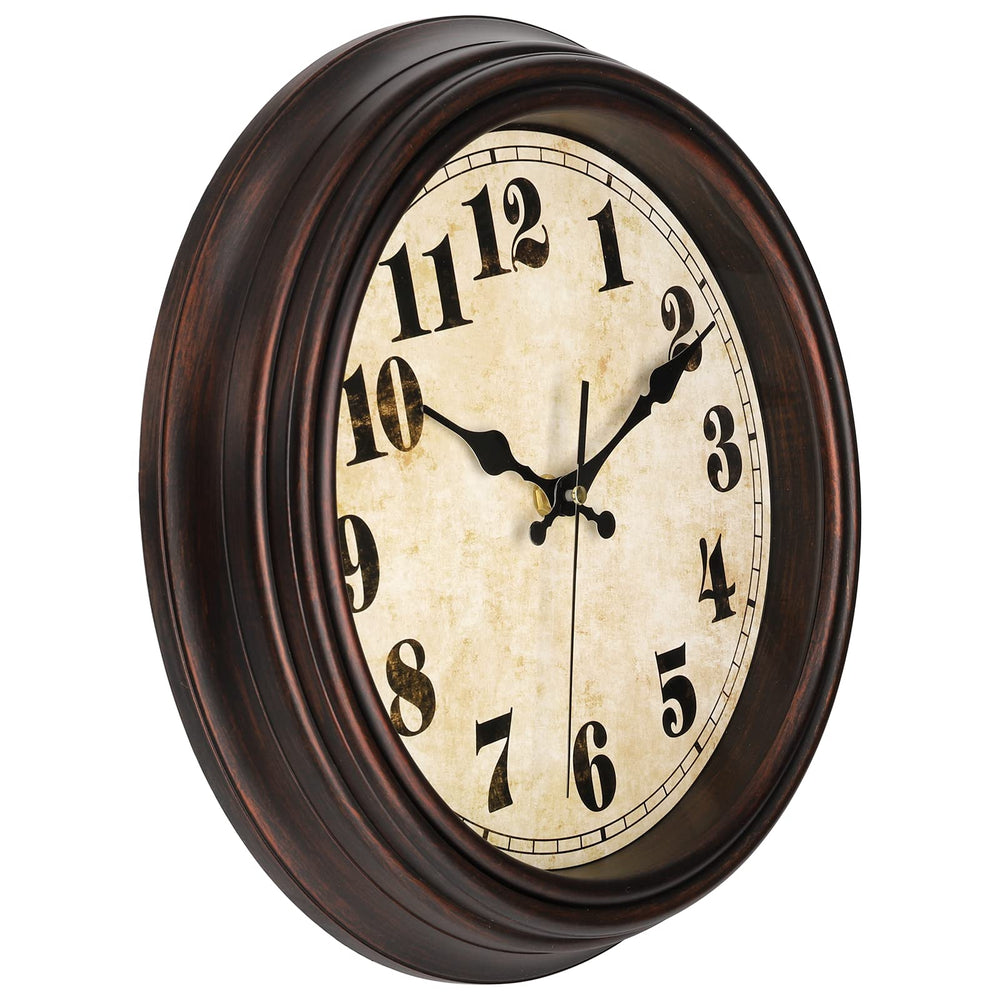 TOPZEA Retro Wall Clock, 12 Inch Silent Non-Ticking Cla