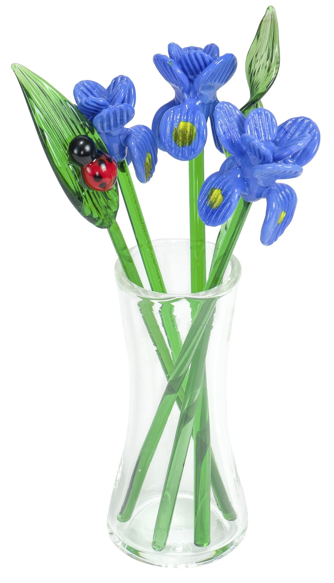 Decorative Glass Lovely Flower Bouquet with Vase, Gift Boxed – Irises