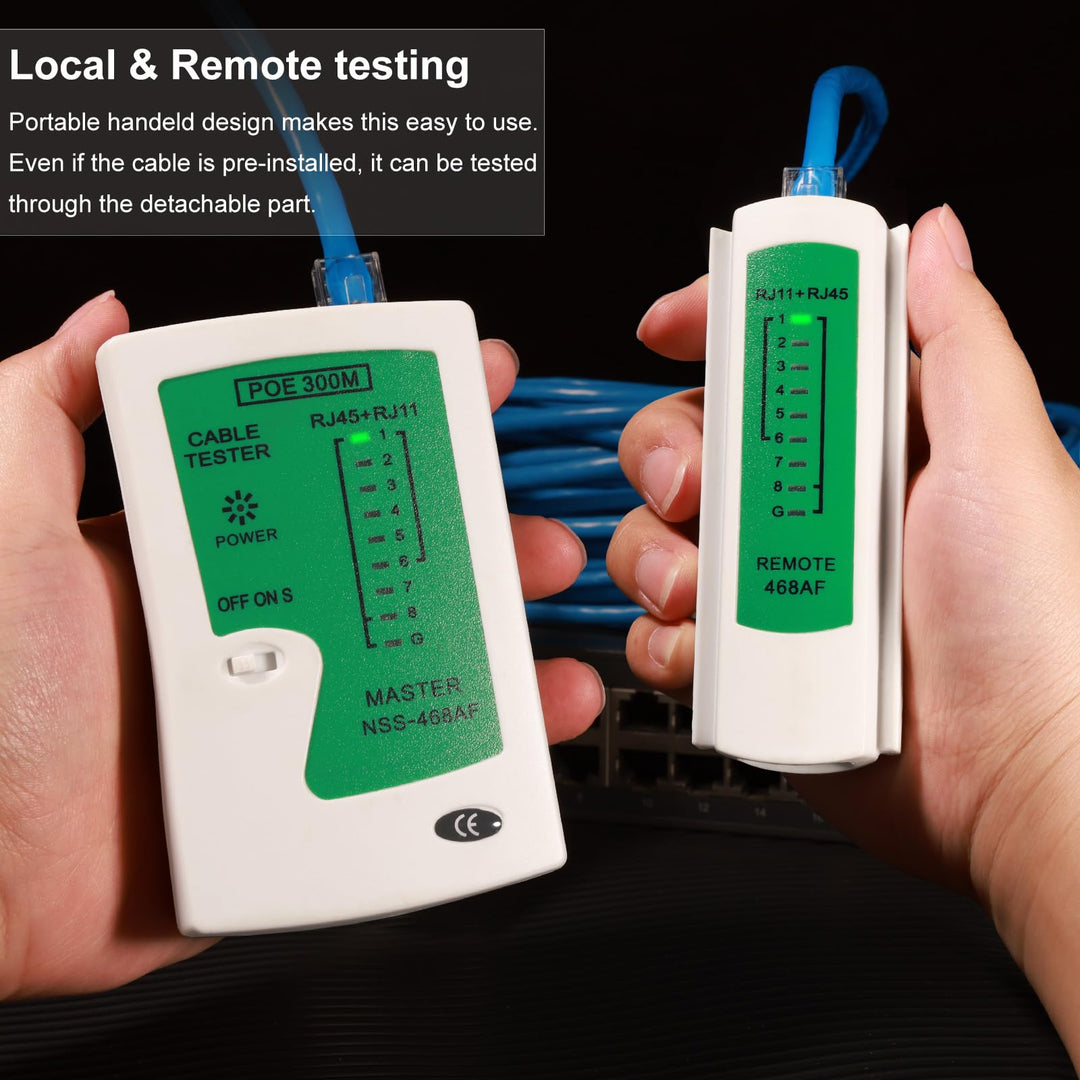 Hiija LAN Network Cable Tester/Continuity Tester for RJ45 RJ11 RJ12 Data Cable Twisted Pair Connections, CAT5/CAT6/CAT7 UTP LAN Wire Test Tool