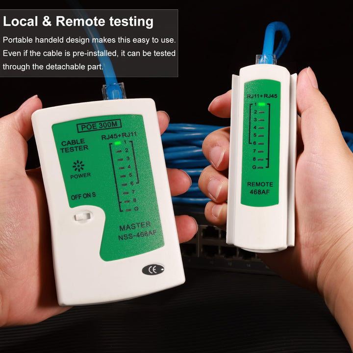 Hiija LAN Network Cable Tester/Continuity Tester for RJ45 RJ11 RJ12 Data Cable Twisted Pair Connections, CAT5/CAT6/CAT7 UTP LAN Wire Test Tool