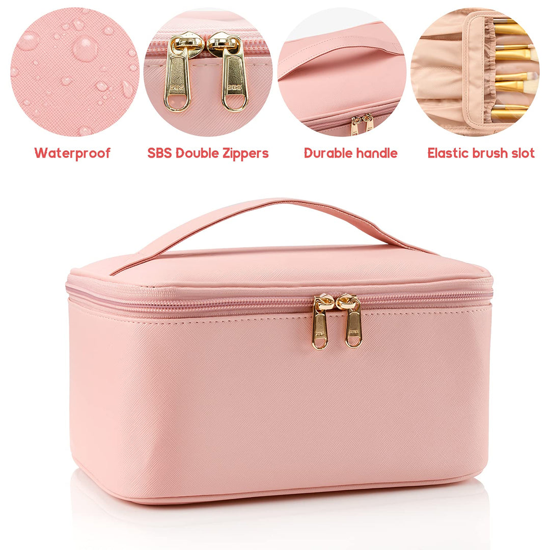 OCHEAL Pink Makeup Bag,Travel Makeup Organizer Bag, Lar