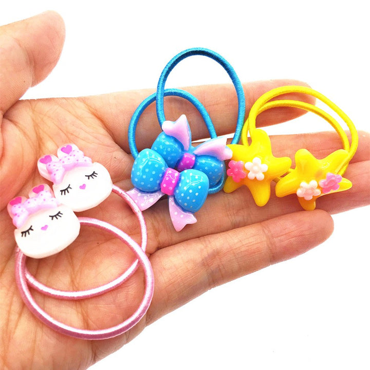50 Pcs (25 Pairs) Cartoon Elastic Hair Ties Little Girls&#39; Small Ropes Toddlers&#39; Ponytail Holder