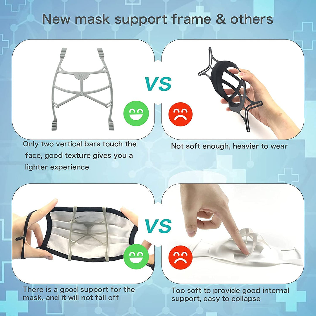 Face Mask Bracket Large for Men,Mask Bracket Internal Support Frame with Ear Loops,Upgrade 3D Mask Bracket for Adult,Keep Fabric Off Mouth 5 Pcs,Gray