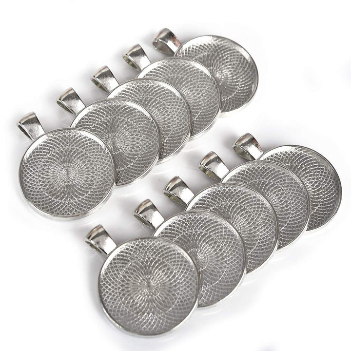 40 Pcs Silver Pendant Trays with 40 Pcs Transparent Glass Cabochons, Round Pendant Bezels 1 inch/25mm for Photo Pendant Resin Craft Jewelry Making, Total 80 Pcs