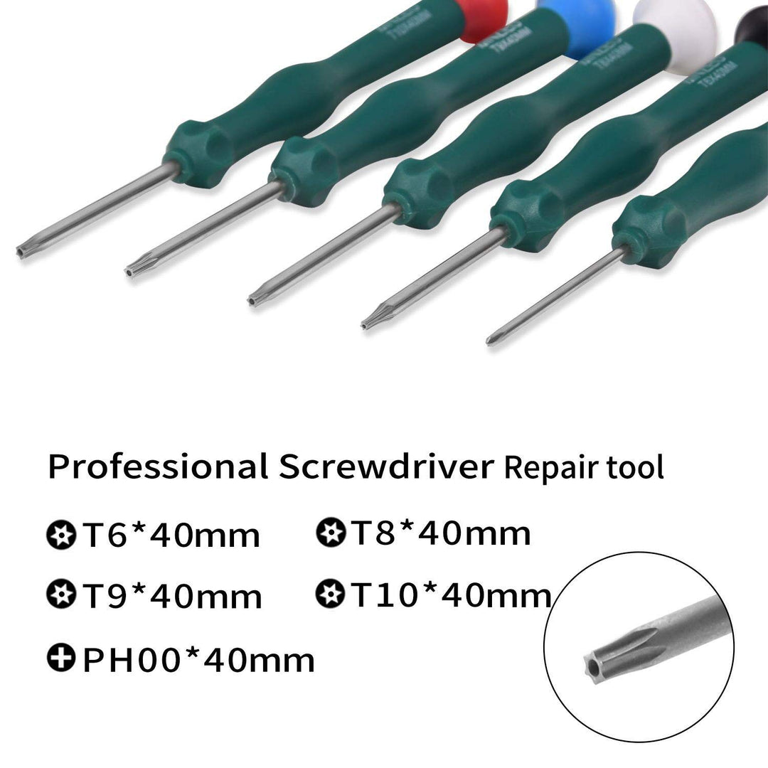 T6 T8 T9 T10 Xbox One Screwdriver Set, 9 in 1 Torx Security Screwdriver Repair Tool Kits for Xbox One/Xbox 360/PS3/PS4/PS5 Controller, Including Brush, Tweezers &amp; Opening Pry Tools
