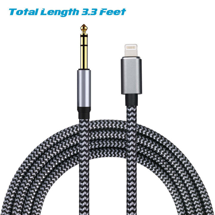 WORLDBOYU Lightning to 6.35mm 1/4 inch TRS Audio Stereo