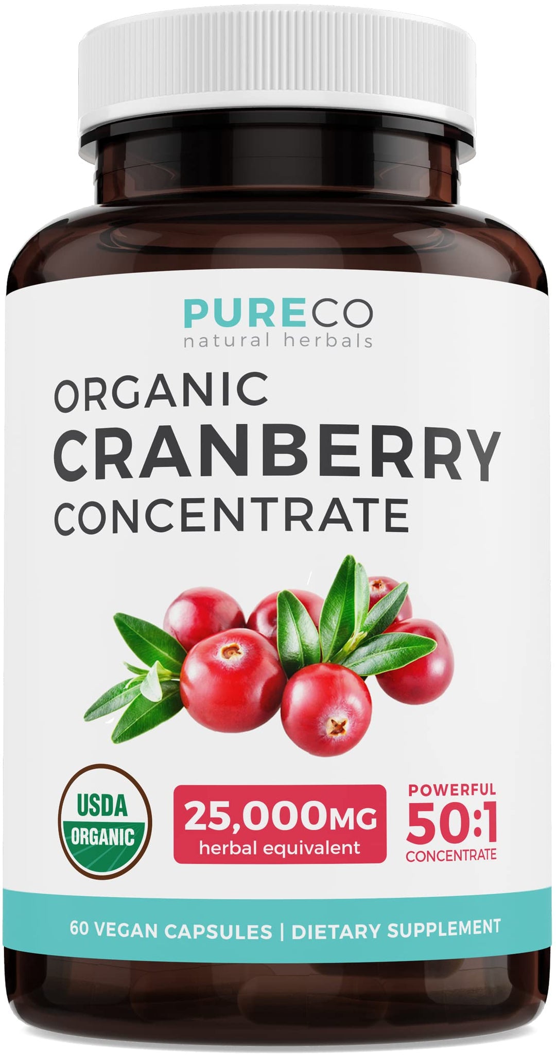 Organic Cranberry Pills - 50:1 Concentrate Equals 25,00