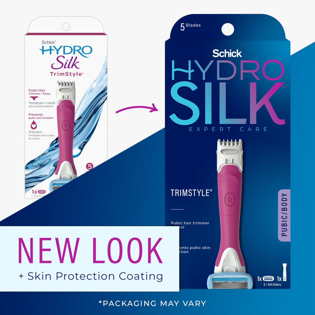 TrimStyle Razor for Women with Bikini Trimmer | 5-Blade Womens Razor with Trimmer, 2-in-1 Waterproof Pubic Hair Trimmer &amp; Razor | 1 Handle &amp; 1 Razor Blade Refill