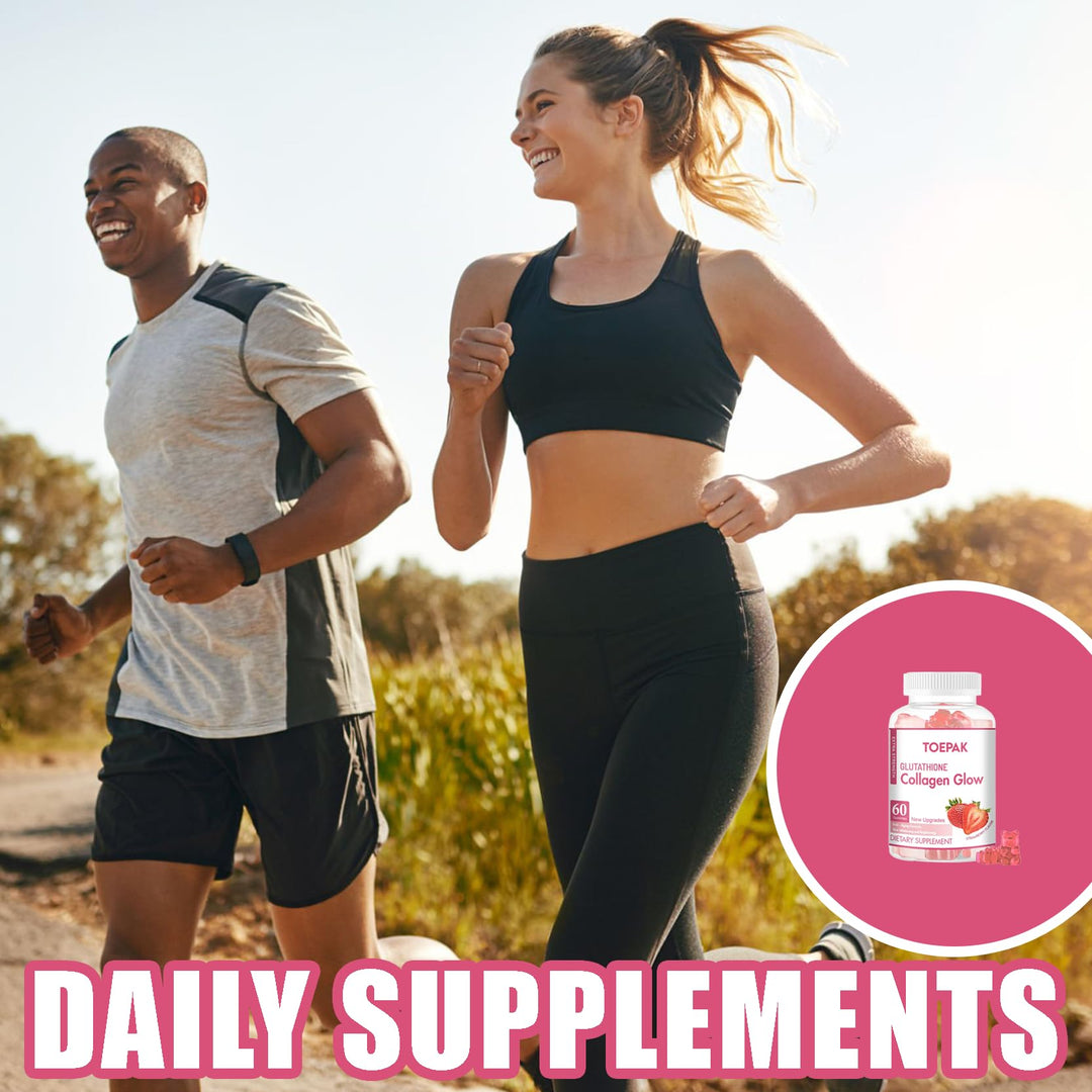 Multi Collagen Protein Glow Beauty Collagen Gummies, Women&#39;s Anti-Aging Support with Glutathione, Biotin &amp; Multivitamins, Promotes Skin &amp; Hair Health, Strawberry, 180 Gummies (90 Days)