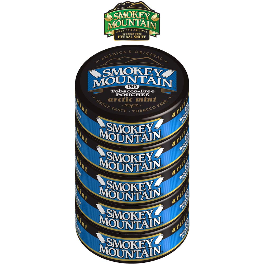 Smokey Mountain Snuff 5 Cans Arctic Mint Pouch Tobacco 
