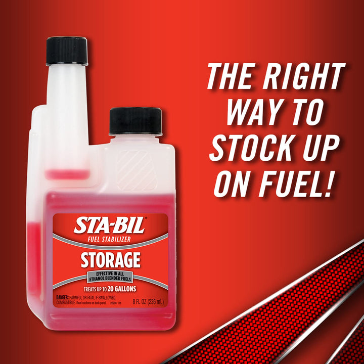 Storage Fuel Stabilizer - Keeps Fuel Fresh for 24 Months - Prevents Corrosion - Gasoline Treatment that Protects Fuel System - Fuel Saver - Treats 20 Gallons - 8 Fl. Oz. (22211)