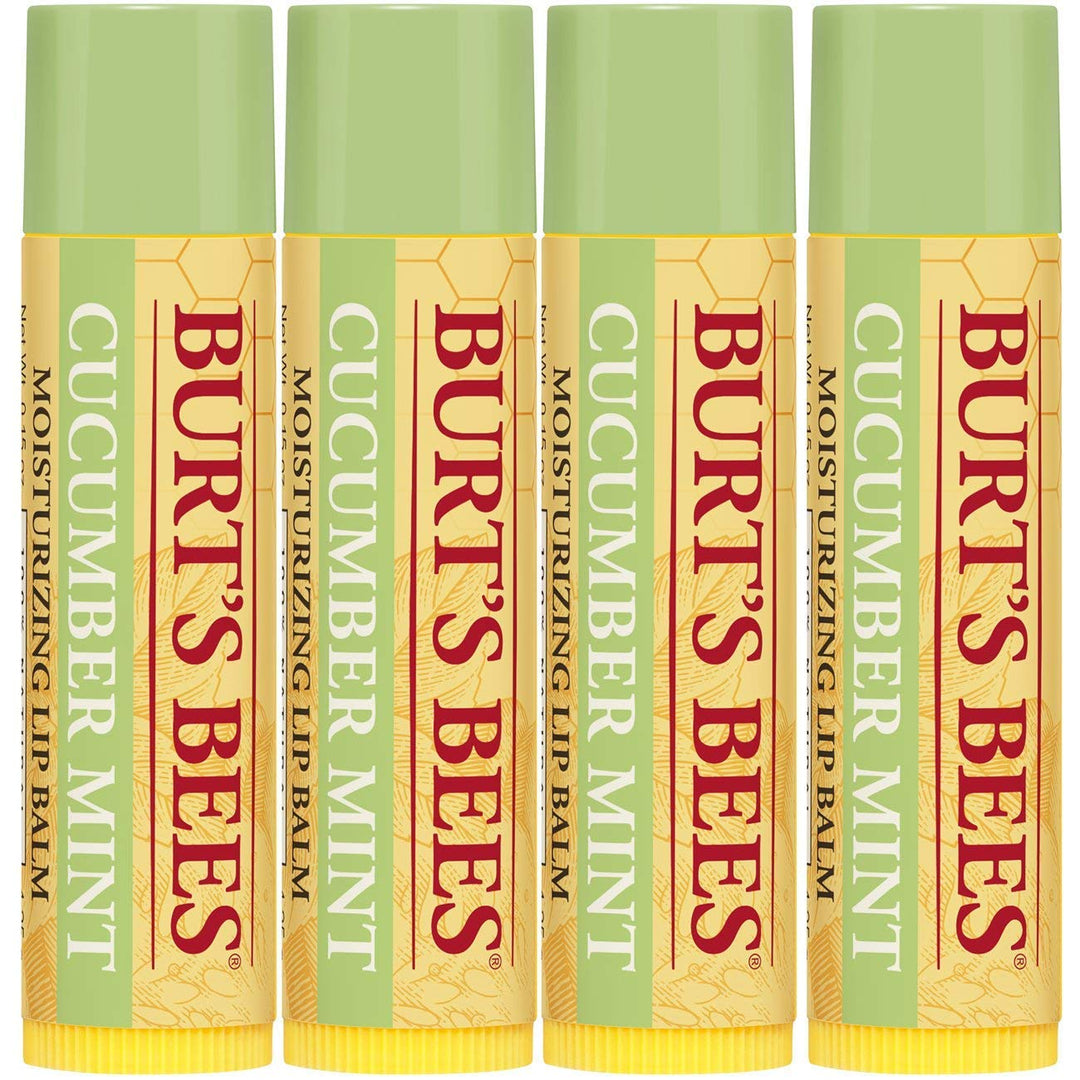 Burt&#39;s Bees 100% Natural Moisturizing Lip Balm, Cucumber Mint with Beeswax - 4 Tubes