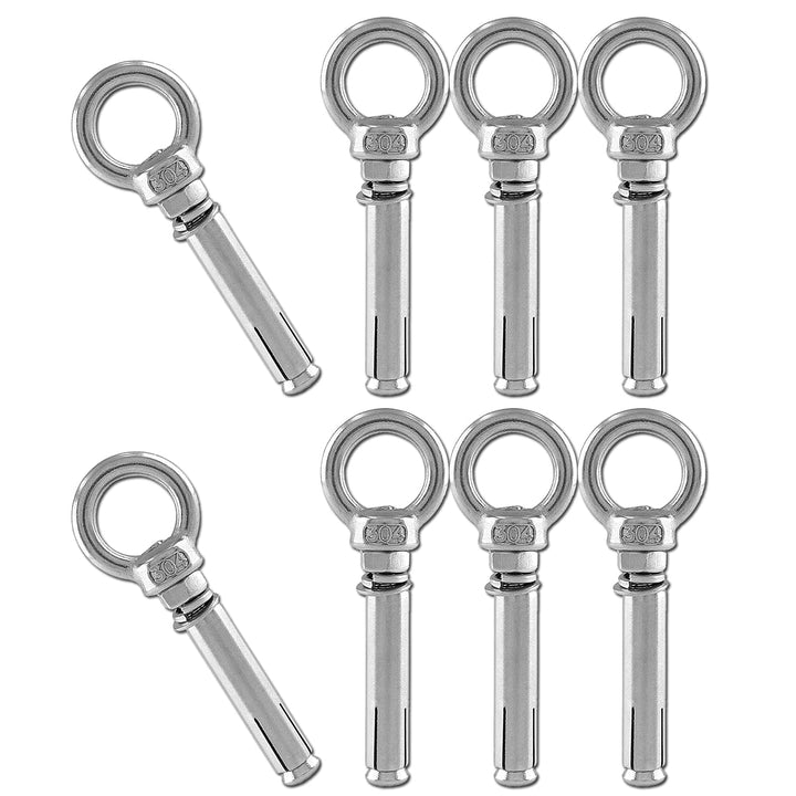 ,Eyebolt Bolt Stainless Steel Wall Concrete Brick Anchor Expansion Bolts Ring Screw Eyes, Heavy Duty Anchor Fastener Eye Bolt (M8, 8 Pcs)
