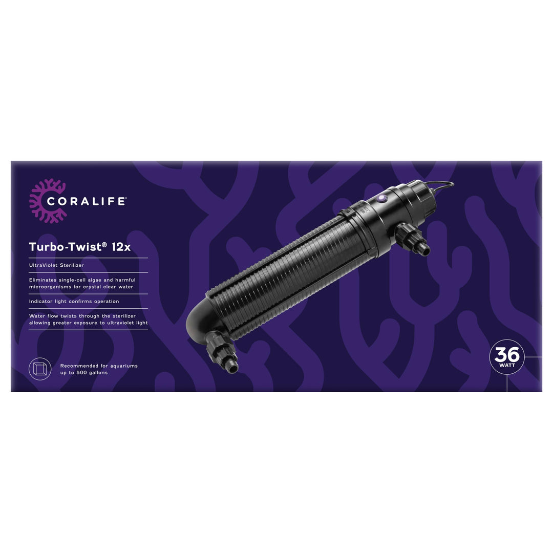 Aquarium Fish Tank Marine Salt Water Turbo-Twist UV Sterilizer 12X, For up to 500 Gallons