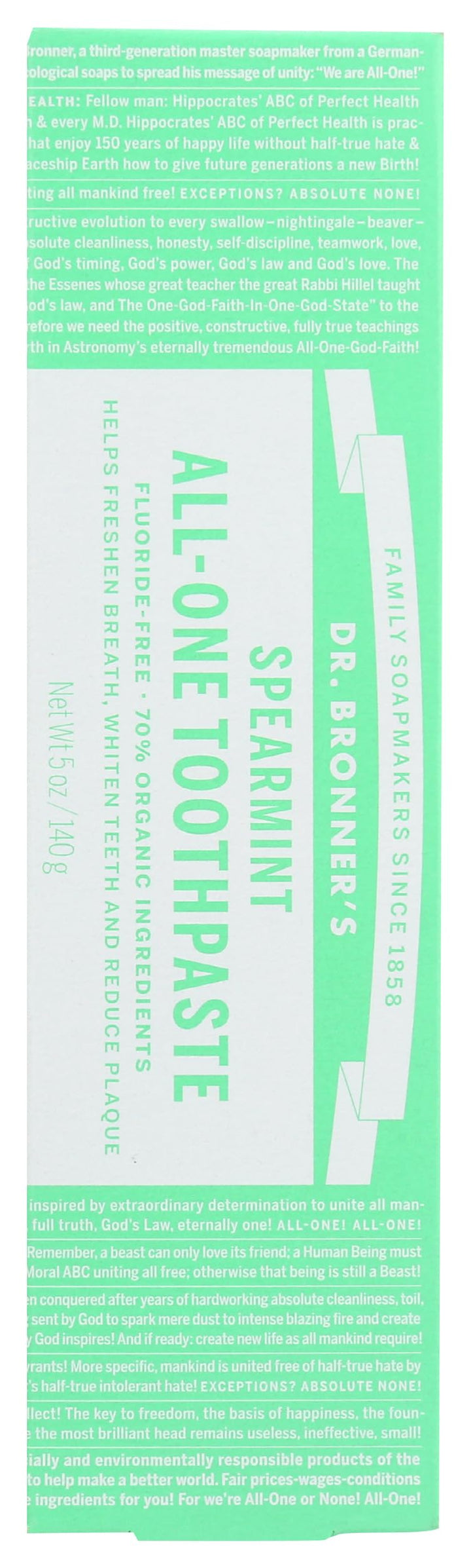 Dr. Bronners Spearmint Toothpaste, 5 OZ