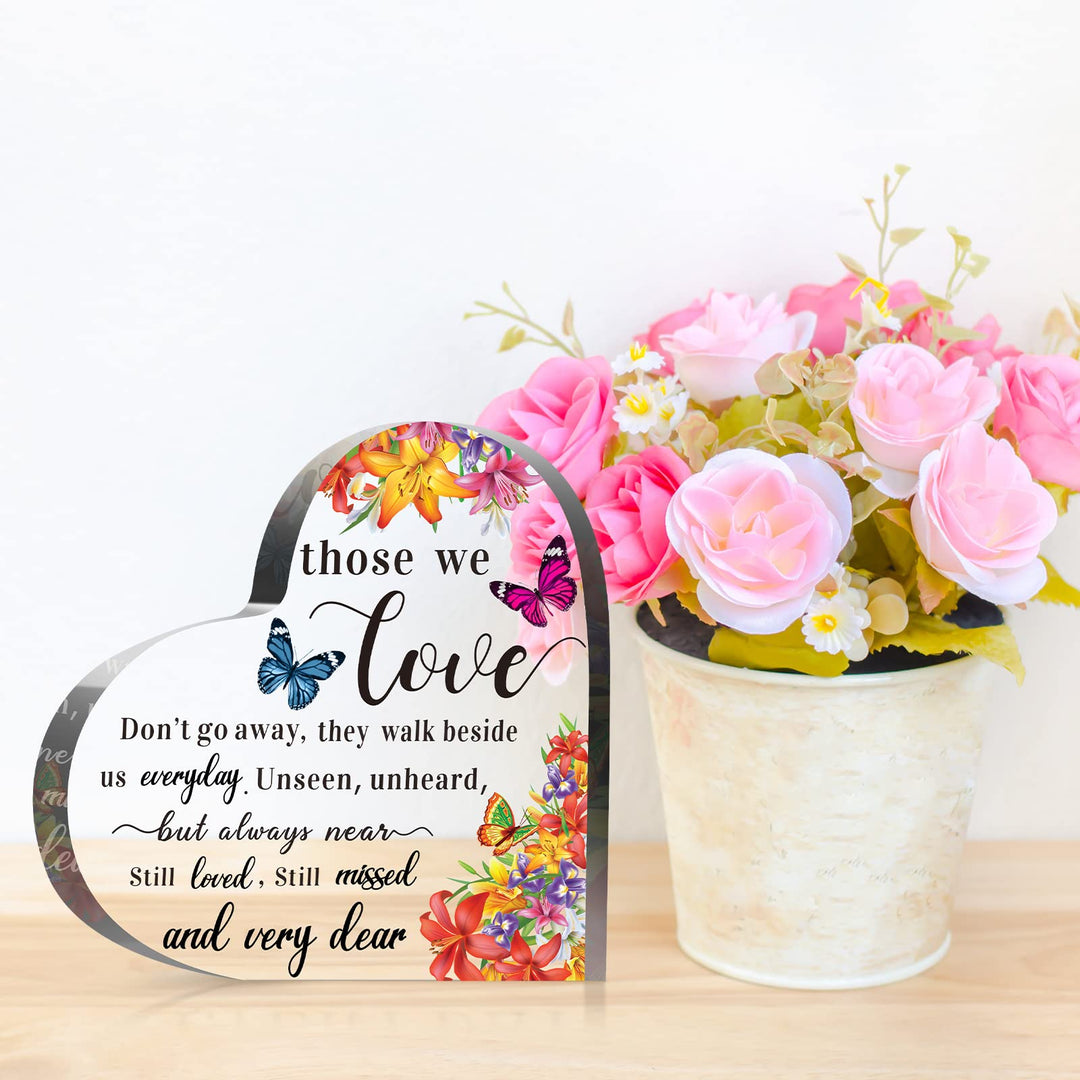 Sympathy Bereavement Gift Acrylic Heart Memorial Gift for Loss of Loved One Sympathy Condolence Grief Table Decor Gift Sympathy Gift for Christmas Remembrance Decor(4 x 4 x 0.4 Inch)