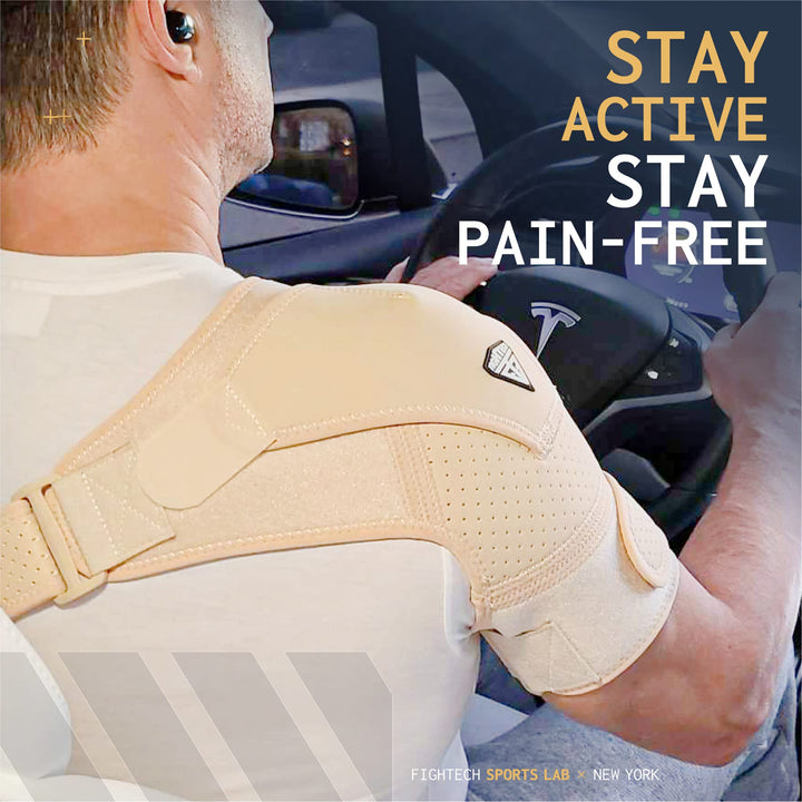 FIGHTECH Shoulder Brace for Torn Rotator Cuff | Pain Relief, Support and Compression Sleeve Wrap Stability Recovery Fits Left Right Arm, Men & Women (Nude), Large/X-Large (Pack of 1)