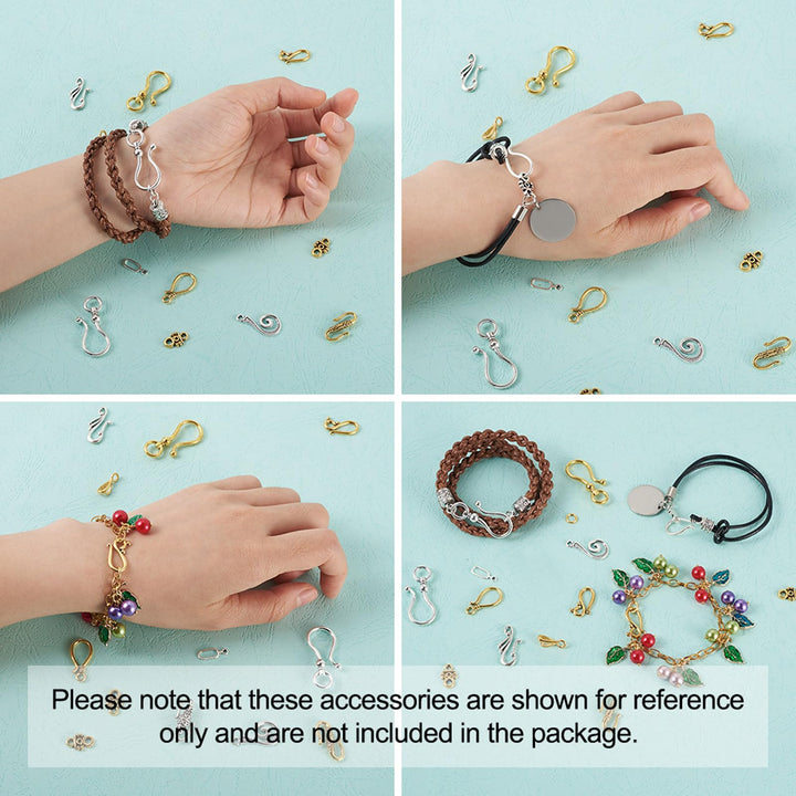 60 Sets 8 Styles Tibetan S Hook Ring Toggle Clasps End Clasps Connectors for Bracelet Jewelry Making