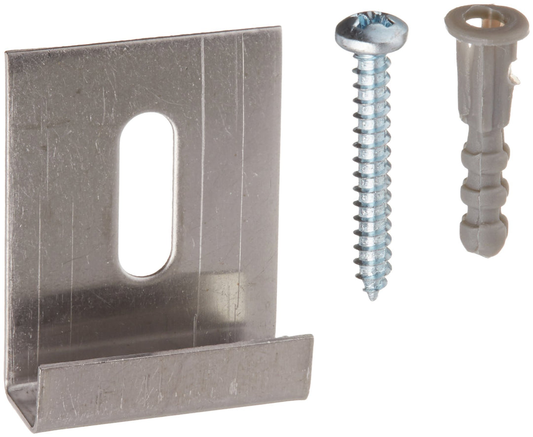 193672 Mirror Hanger Clip, Stainless Steel J-Style, Accepts 1/4 In. Glass (6 Pack)