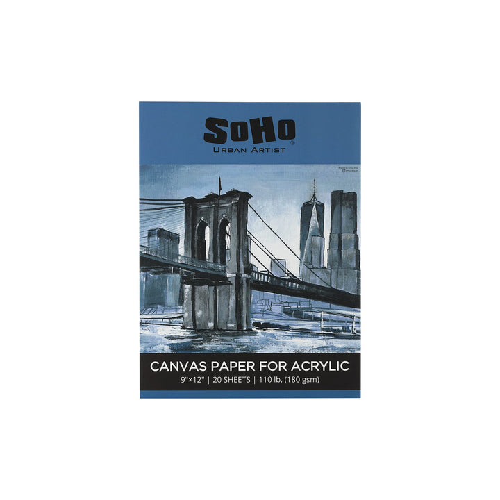 SoHo Urban Artist Acrylic Canvas Pads - Textured Canvas Paper Pad for Painting, Drawing, Pastels, Travel, &amp; More! - [Single - 9x12]