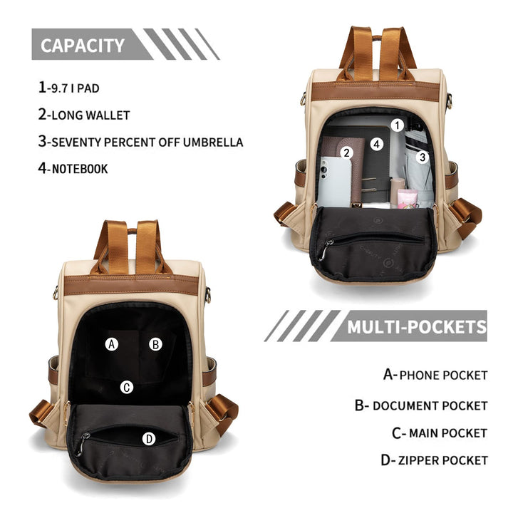 Women Backpack Purse PU Leather Anti-theft Casual Shoulder Bag Fashion Ladies Satchel Bags(Beige/Brown Large)