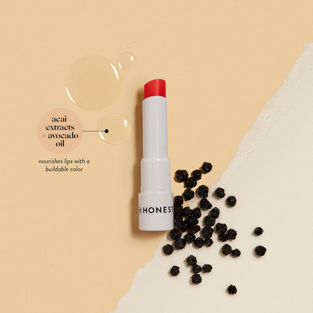 Moisturizing Vegan Tinted Lip Balm | Antioxidant-rich Acai Extracts + Avocado Oil | Paraben Free + Cruelty Free | Blood Orange