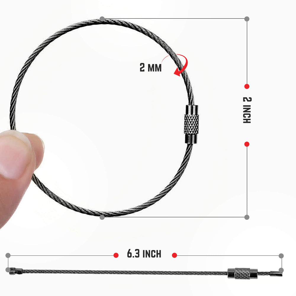 Large Key Ring Wire Stainless Steel Keychain Car Cable Keyring Loop Luggage Tag Hinge Keepers Binding Carabiner Big Locking