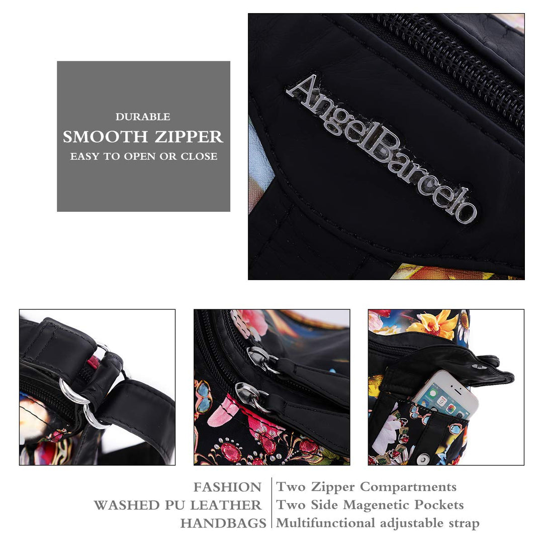 Women Multifunctional Soft Leather Handbag Purses Shoulder Hobo Backpack Crossbody Zipper Bag with Pocket (Fashion Brown)