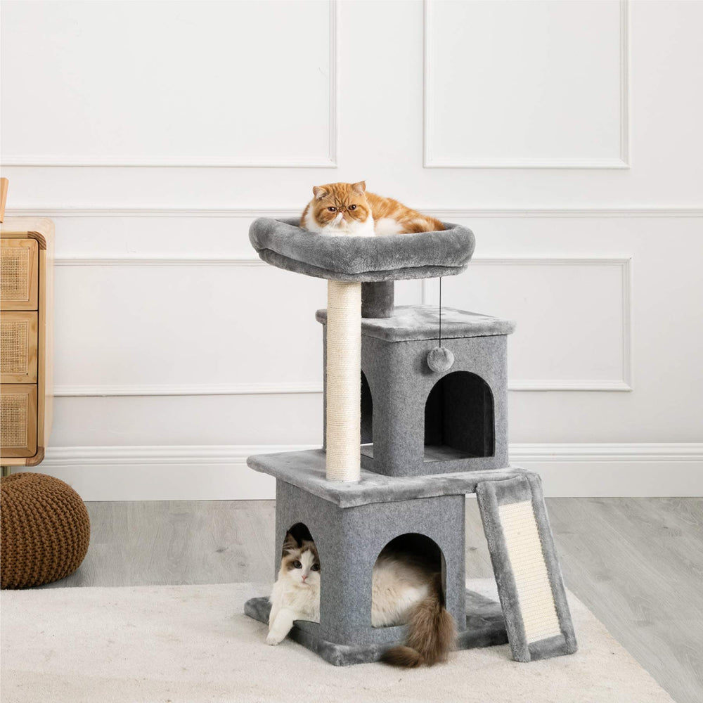 Lesure Cat Tree for Large Cat - Cat Tower for Indoor Cats with Scratching Post and Platform, Multi-Level Pet Play House Stable Kitty Furniture, 34 inches Tall, Grey