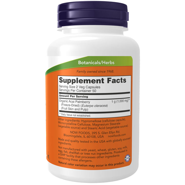 NOW Foods Supplements, Acai 500 mg, Freeze-Dried Super 