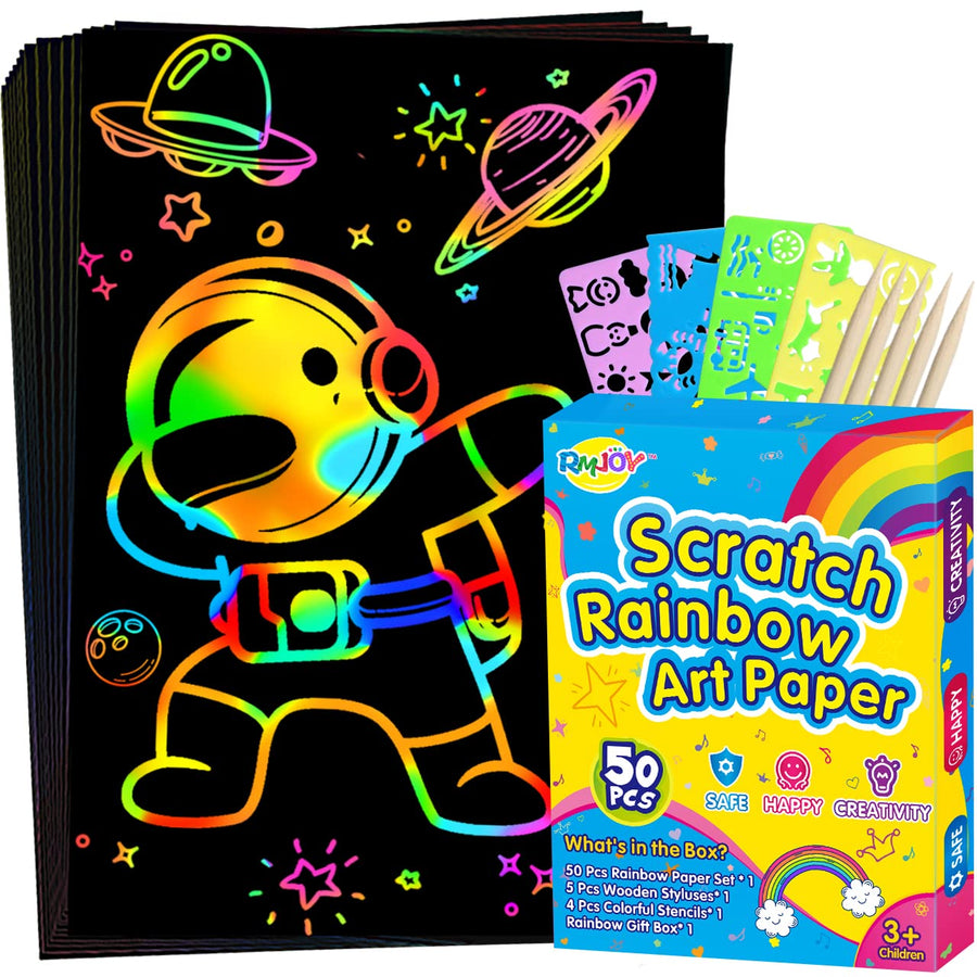 Rainbow Scratch Paper Sets: 60pcs Magic Art Craft Scratch Off Papers Supplies Kits Pad for Age 3-12 Kids Girl Boy Teen Toy Game Gift for Birthday|Party Favor|DIY Activities|Painting Game Gift