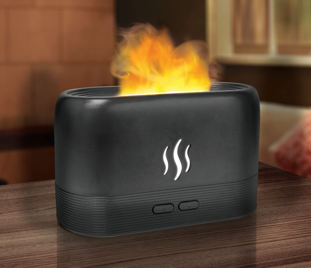 Humidy Flame Noiseless Humidifier, Air Diffuser for Home &amp; Office, Portable Aroma Diffuser Great for Yoga or Relaxation, Essential Oil Diffuser, LED Lighting is Safe to Touch