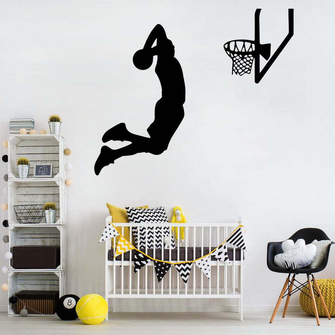 Basketball Wall Decor Sports Stickers Peel and Stick Wall Decals for Boys Bedroom, 24x20.1in