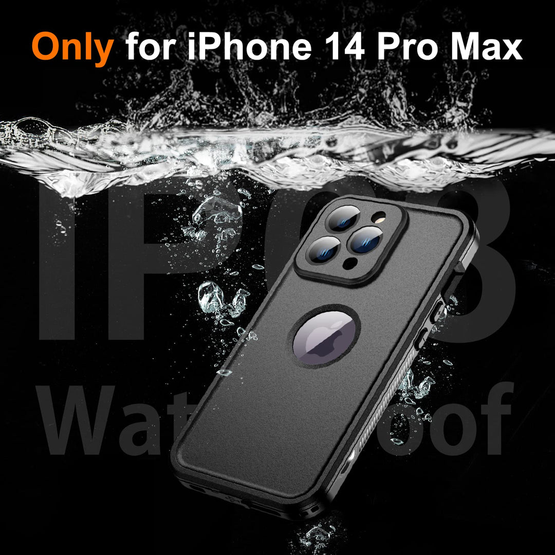 [Real 360 for iPhone 14 Pro Case Waterproof, Built-in 9H Tempered Glass Camera Lens &amp; Screen Protection [14FT Military Dropproof][Full-Body Shockproof Phone Case][Dustproof][IP68 Underwater]