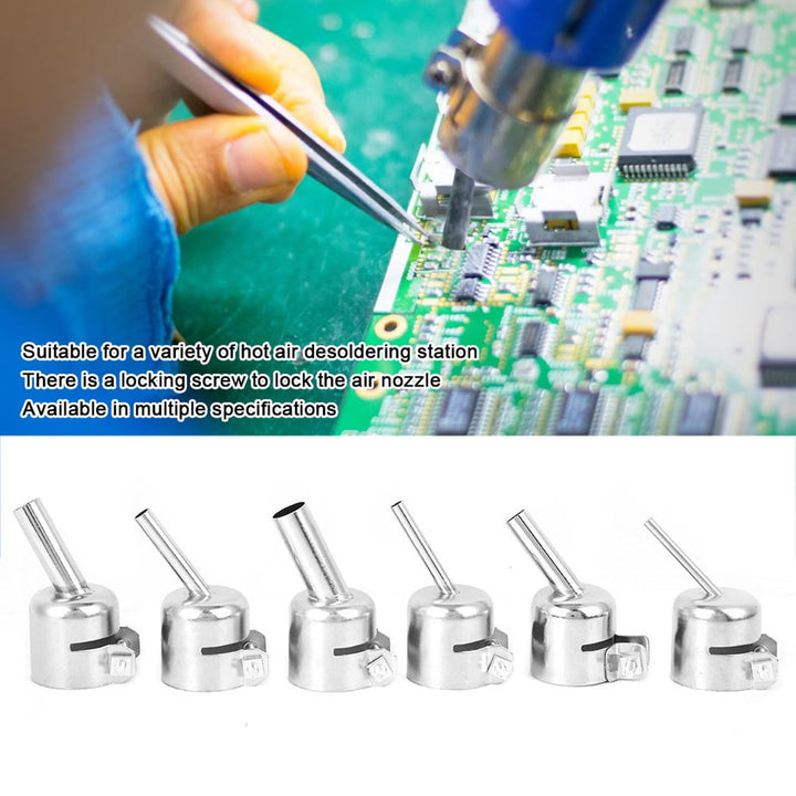Heat Gun Resisting Nozzles, 6Pcs Oblique Nozzle, 861DW Hot Air Gun Soldering Station Accessories, for The Traditional 850850A 852852D 852D + 950 and Air Pump Type Hot Air Desoldering Station